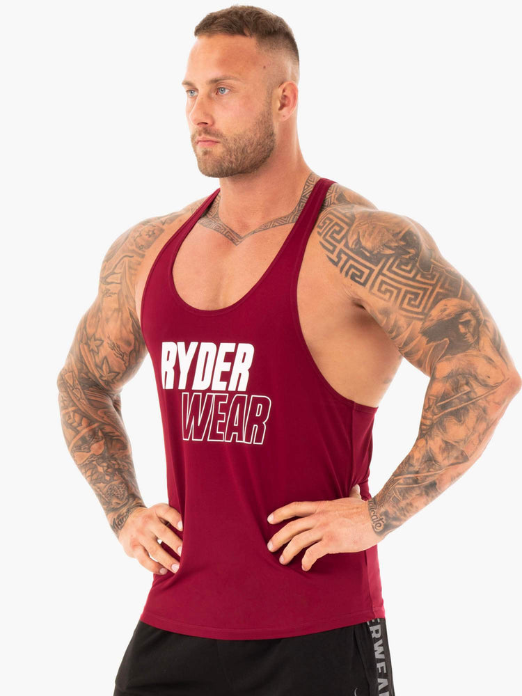 Tank Top Ryderwear Lift T-Back Stringer Hombre Vino | RAOVF5469