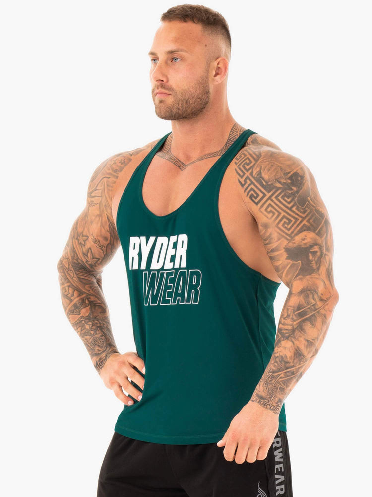 Tank Top Ryderwear Lift T-Back Stringer Hombre Turquesa | XPISG1230