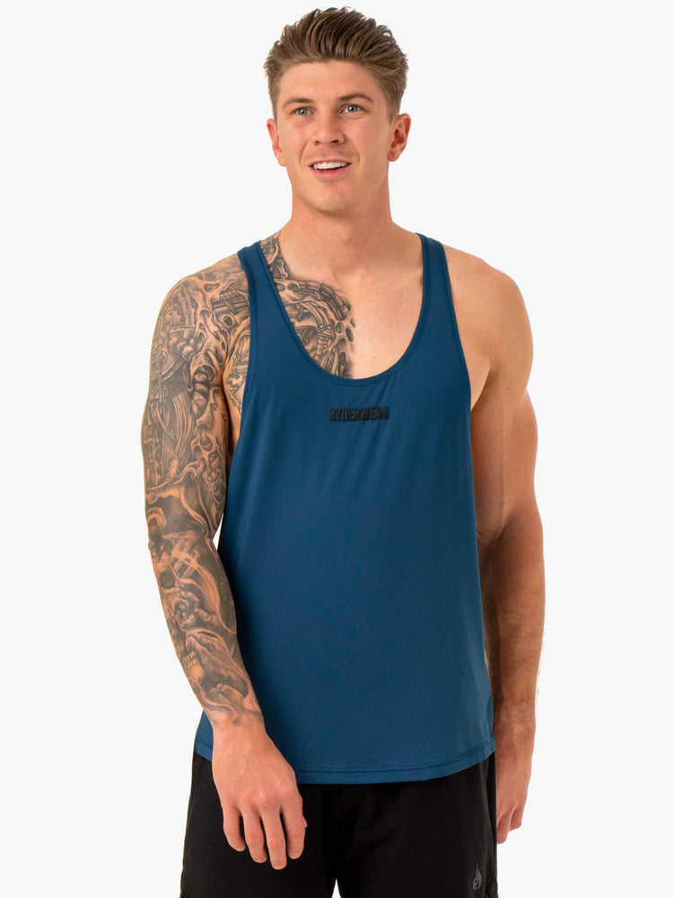 Tank Top Ryderwear Optimal Mesh T-Back Hombre Azules | NBEVZ7158