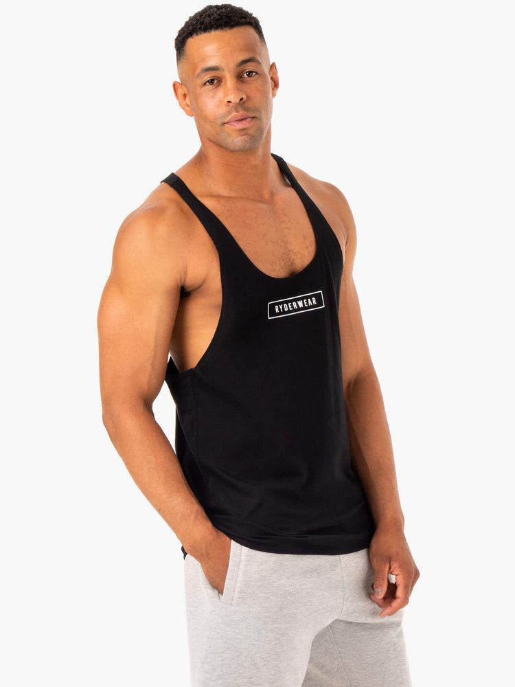 Tank Top Ryderwear Recharge Stringer T-Back Hombre Negros | QJDUW5802
