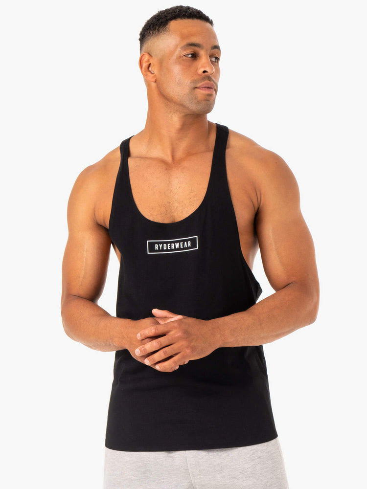 Tank Top Ryderwear Recharge Stringer T-Back Hombre Negros | QJDUW5802