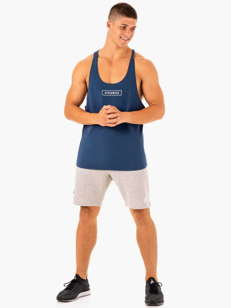 Tank Top Ryderwear Recharge Stringer T-Back Hombre Azules | UNFBQ2049