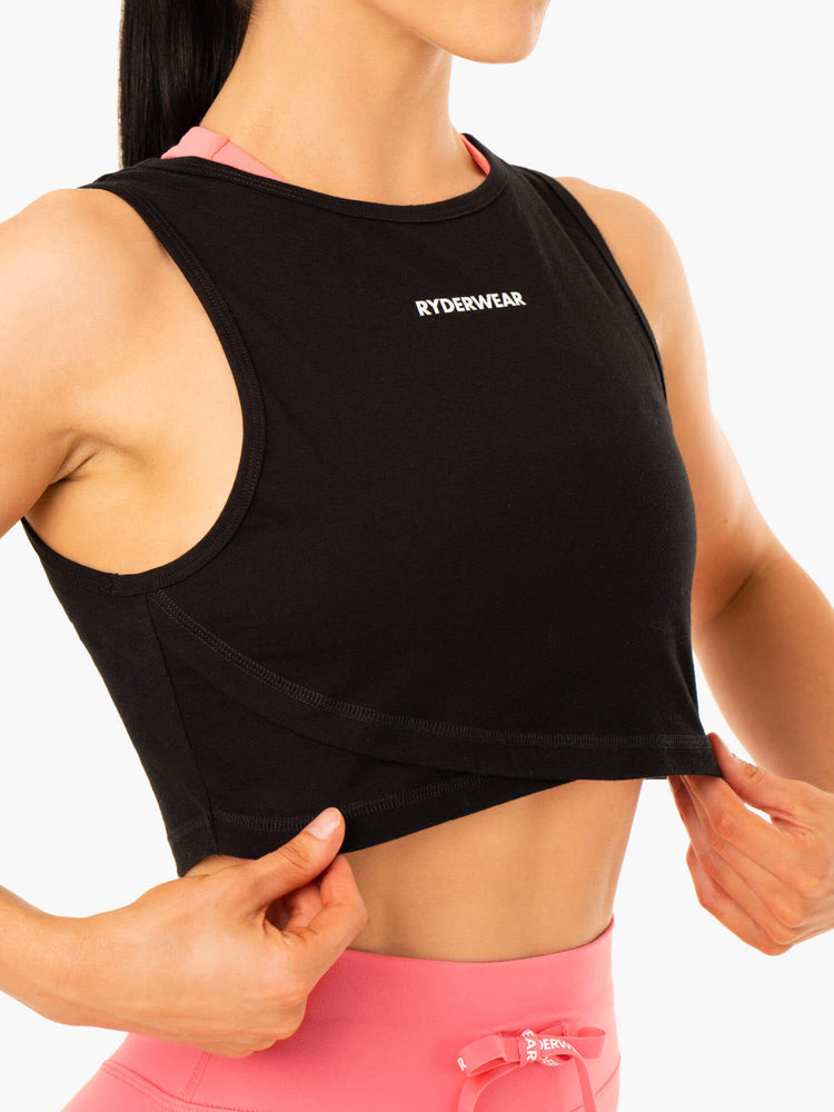 Tank Top Ryderwear Replay Cross Over Mujer Negros | SQLRA0793