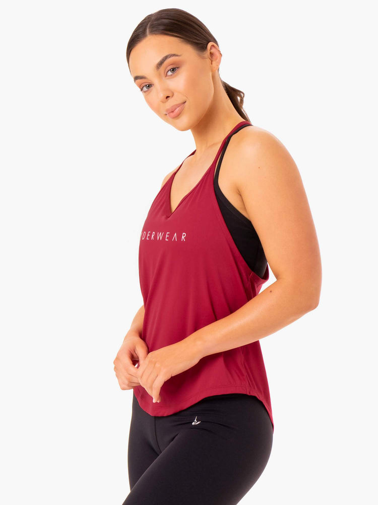 Tank Top Ryderwear Staples Slinky T-Back Mujer Rojos | CZSYN6597