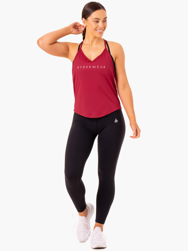 Tank Top Ryderwear Staples Slinky T-Back Mujer Rojos | CZSYN6597