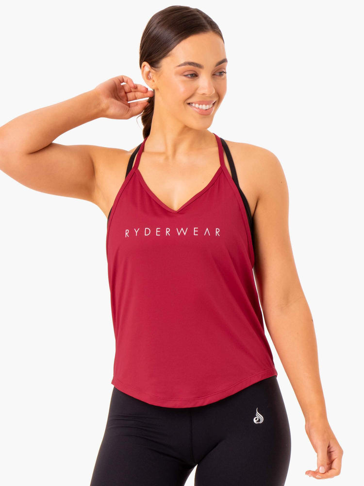 Tank Top Ryderwear Staples Slinky T-Back Mujer Rojos | CZSYN6597