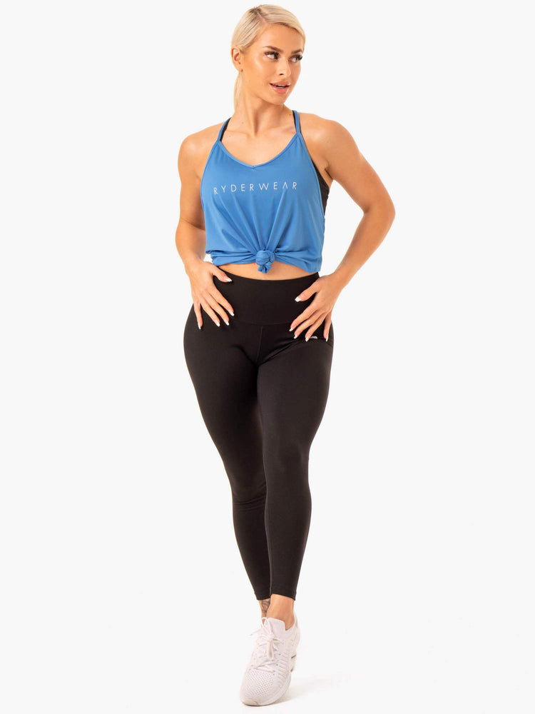 Tank Top Ryderwear Staples Slinky T-Back Mujer Azules | QDMCP4732