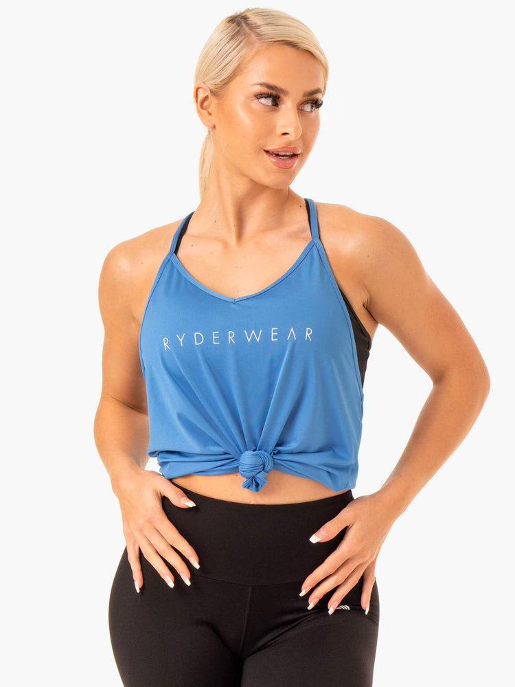 Tank Top Ryderwear Staples Slinky T-Back Mujer Azules | QDMCP4732
