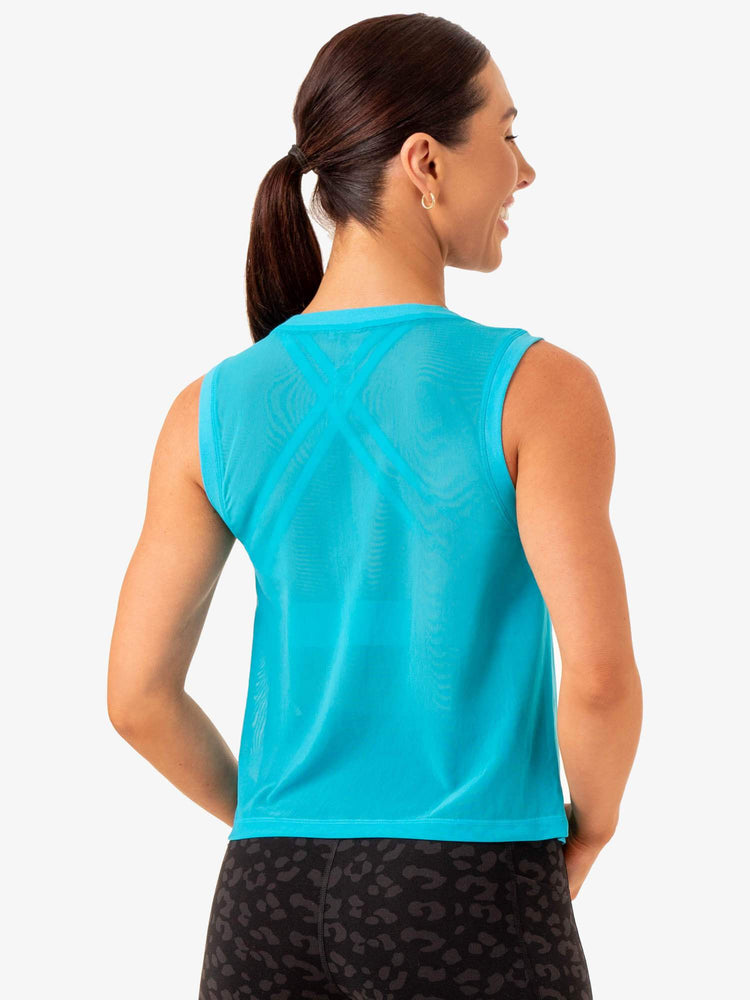Tank Top Ryderwear Ultra Mesh Mujer Turquesa | RQOAZ8394