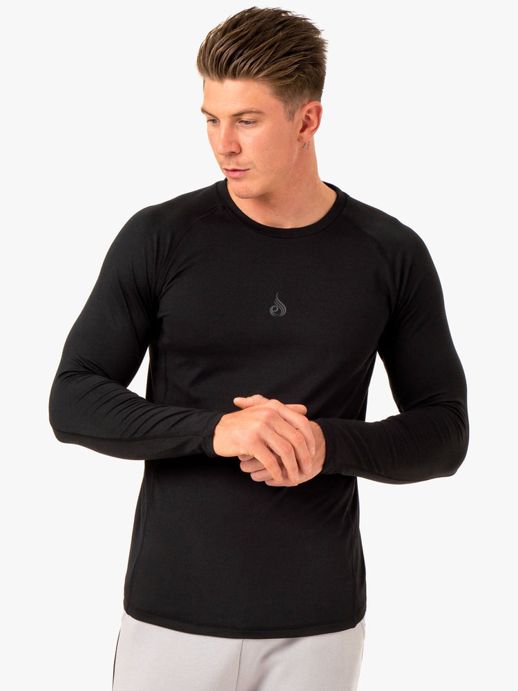 Tops Ryderwear Enhance Long Sleeve Entrenamiento Hombre Negros | DFMZR5917