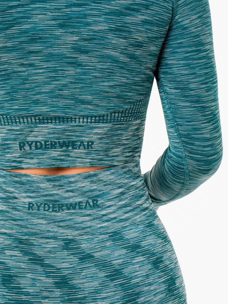 Tops Ryderwear Evolve Seamless Long Sleeve Mujer Turquesa | PMSWO2635