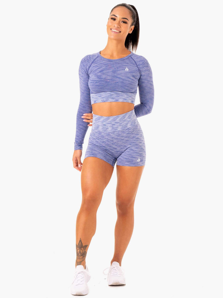 Tops Ryderwear Evolve Seamless Long Sleeve Mujer Azules | TVZXQ2107