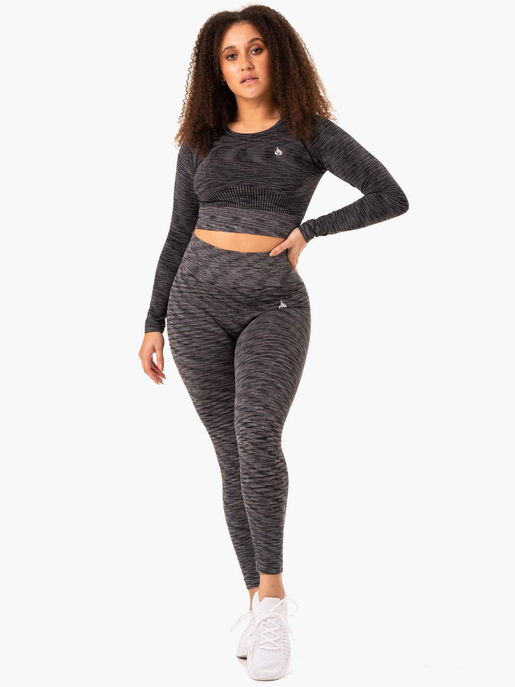 Tops Ryderwear Evolve Seamless Long Sleeve Mujer Negros | XUGSD3857