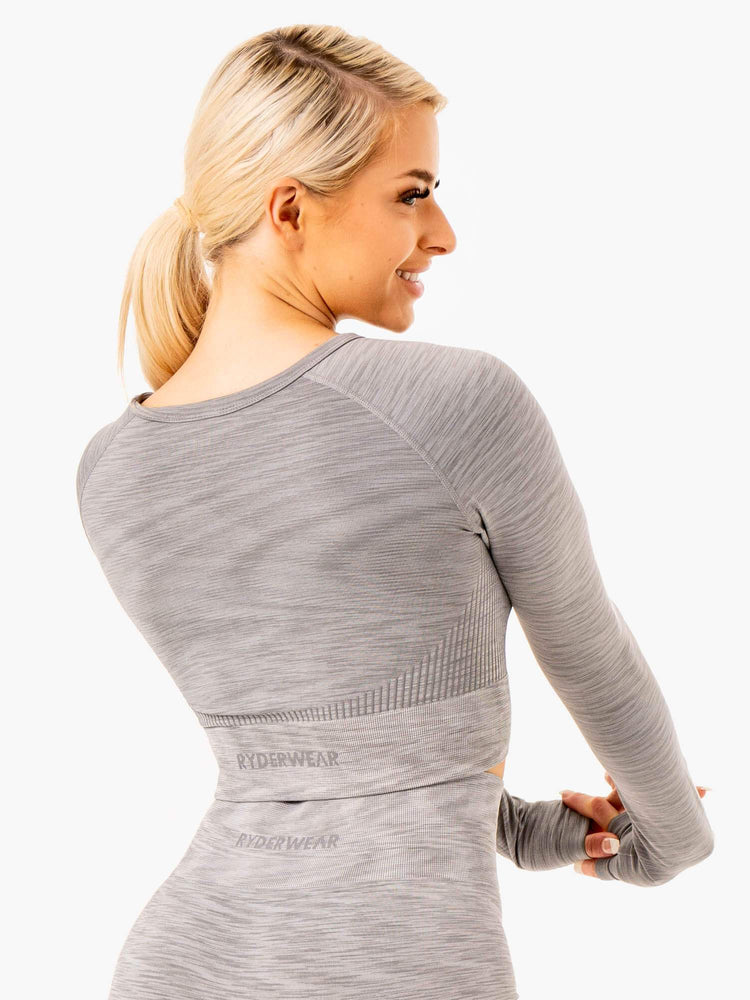 Tops Ryderwear Evolve Seamless Long Sleeve Mujer Grises | ZIDXU6490