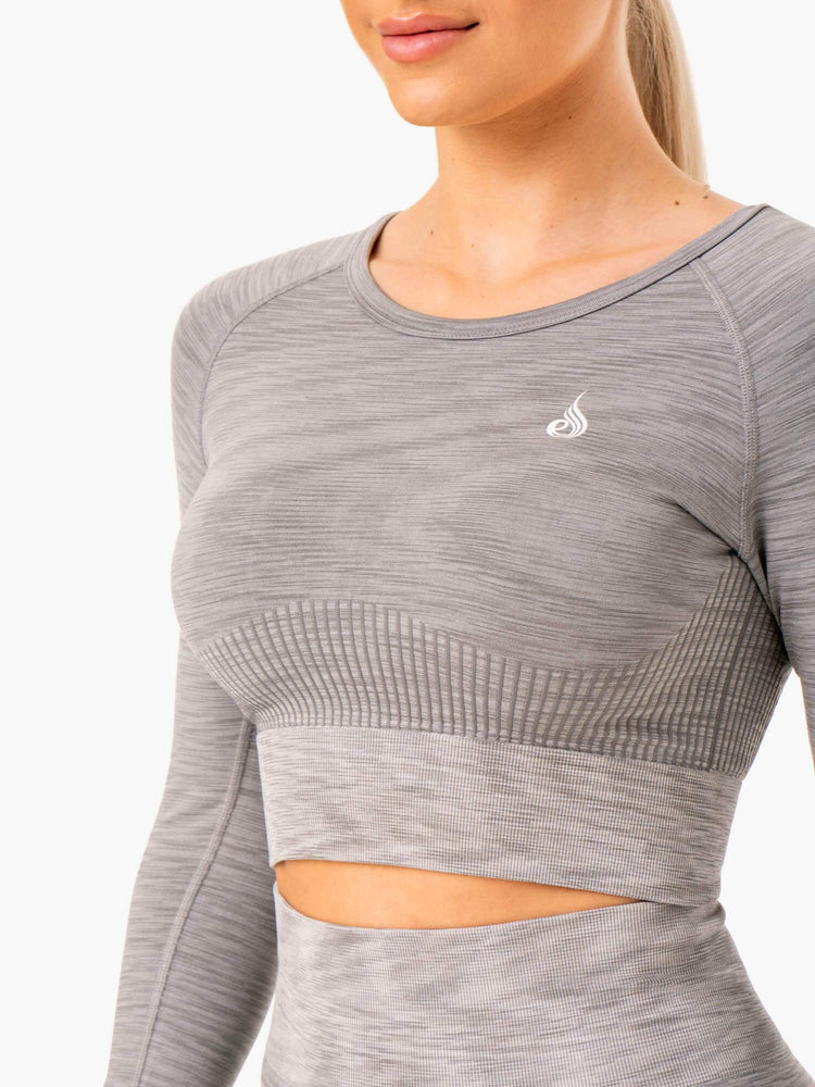 Tops Ryderwear Evolve Seamless Long Sleeve Mujer Grises | ZIDXU6490