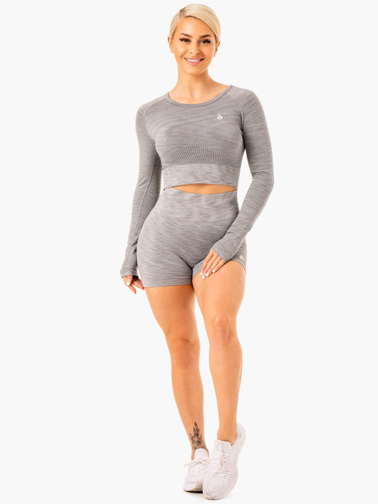 Tops Ryderwear Evolve Seamless Long Sleeve Mujer Grises | ZIDXU6490