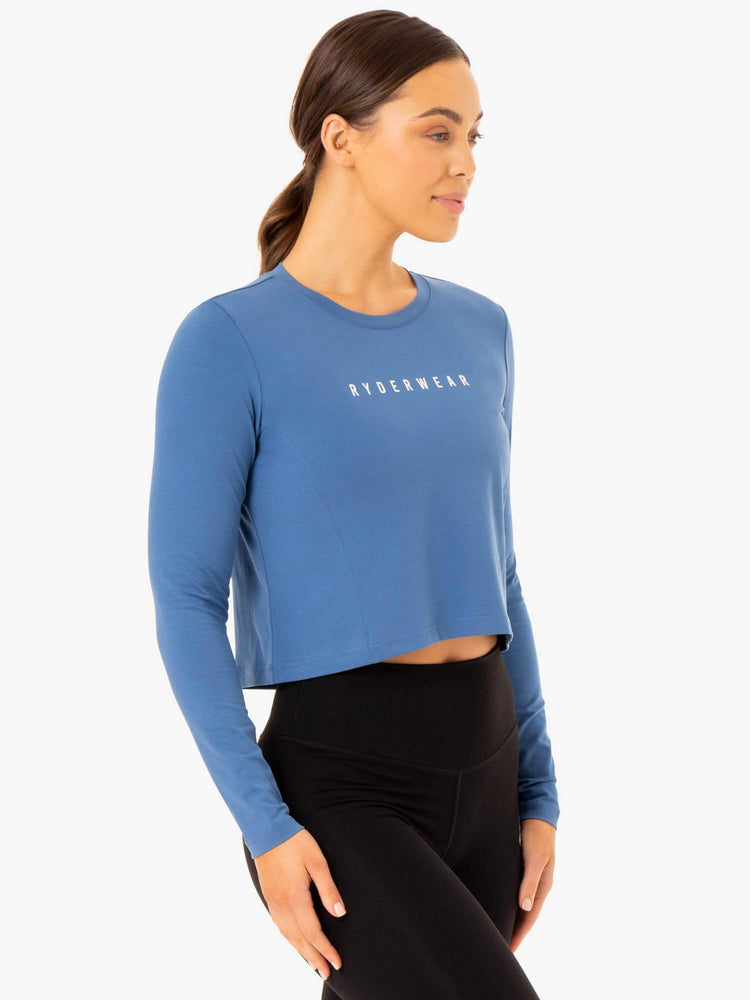 Tops Ryderwear Foundation Long Sleeve Mujer Azules | PTQJZ7650