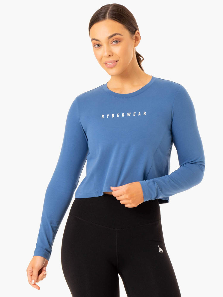 Tops Ryderwear Foundation Long Sleeve Mujer Azules | PTQJZ7650