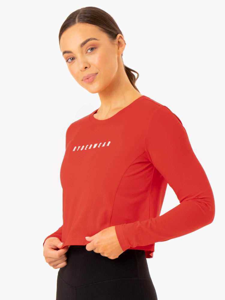 Tops Ryderwear Foundation Long Sleeve Mujer Rojos | WIZAG6712