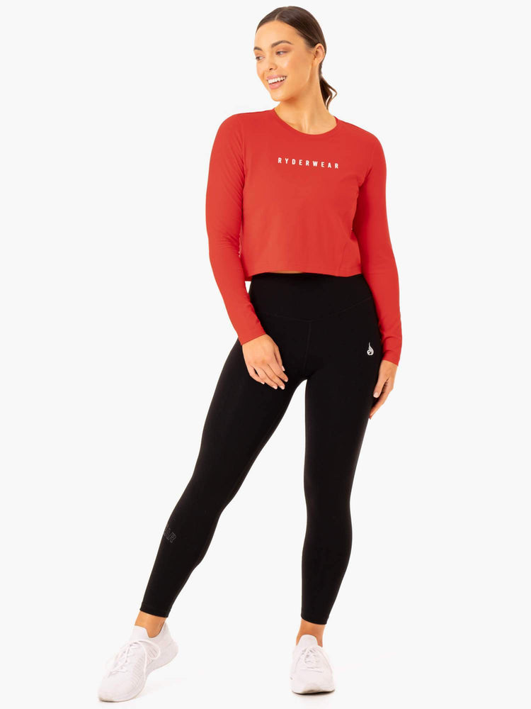 Tops Ryderwear Foundation Long Sleeve Mujer Rojos | WIZAG6712