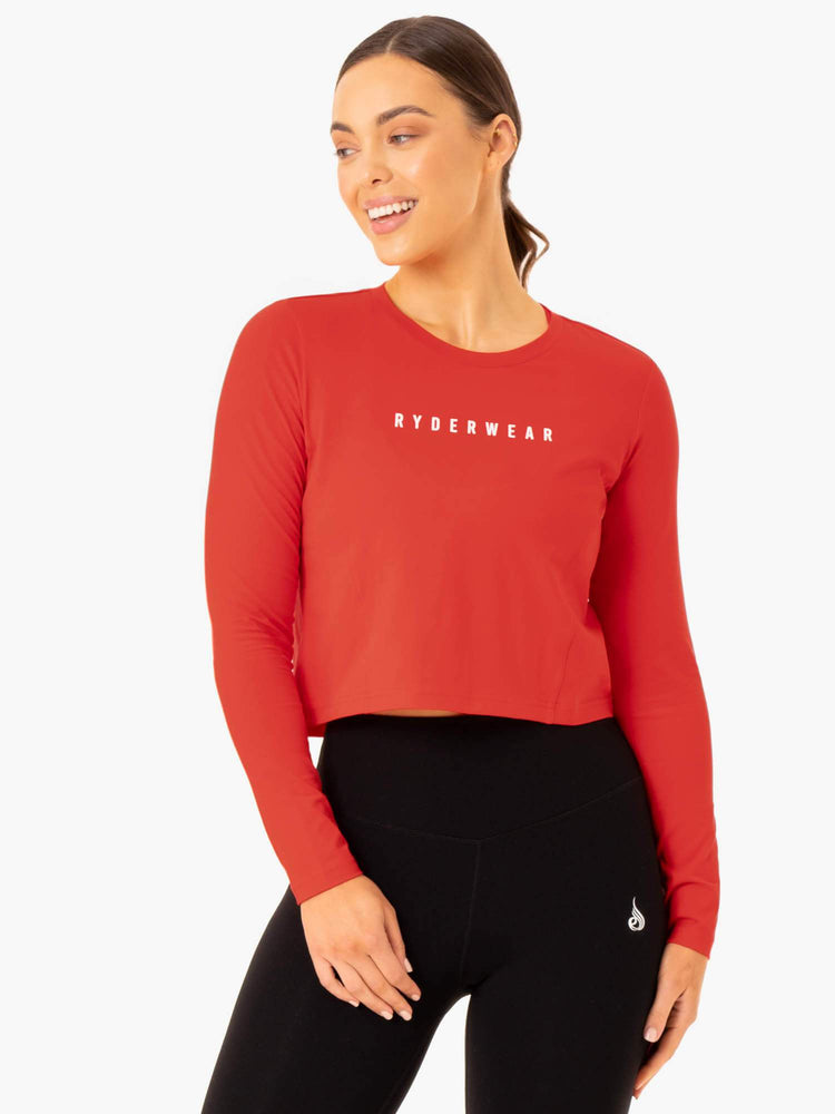 Tops Ryderwear Foundation Long Sleeve Mujer Rojos | WIZAG6712