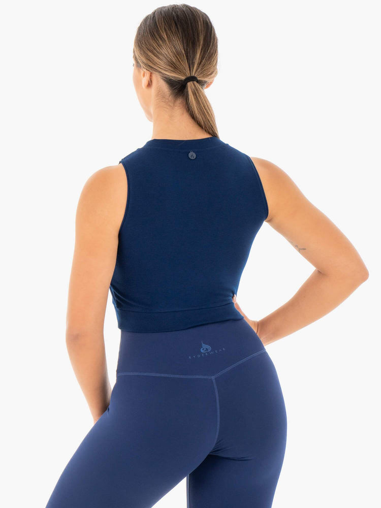 Tops Ryderwear Motion Crop Mujer Azul Marino | QYIOF6125