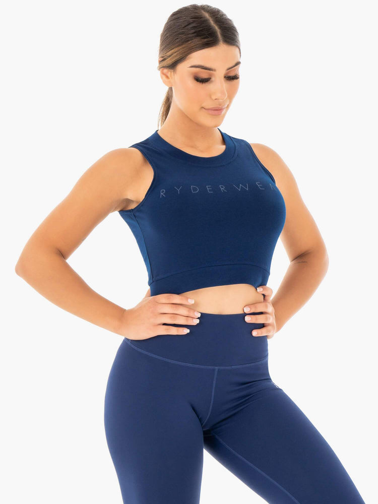 Tops Ryderwear Motion Crop Mujer Azul Marino | QYIOF6125