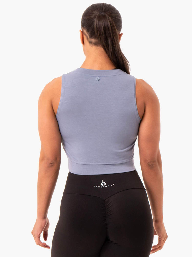 Tops Ryderwear Motion Crop Mujer Grises | HIFBX0912
