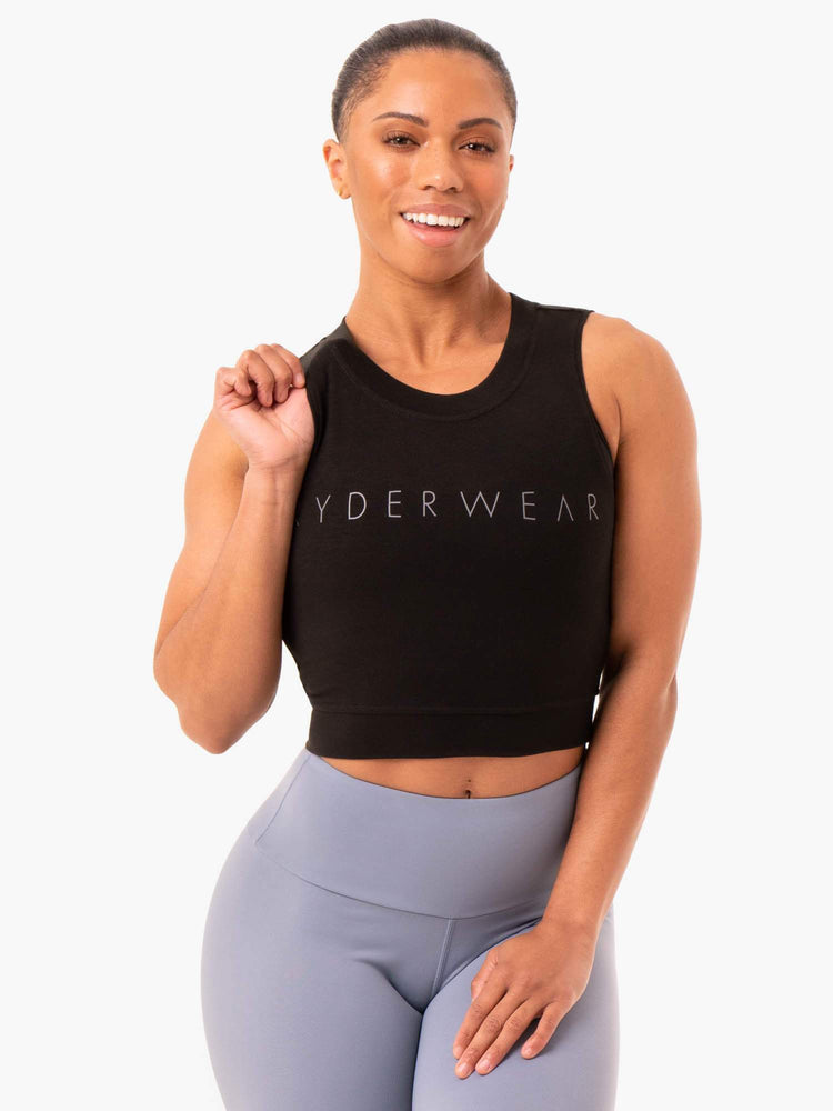 Tops Ryderwear Motion Crop Mujer Negros | TKSCF2946