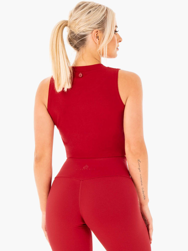 Tops Ryderwear Motion Crop Mujer Rojos | HGSJQ1874