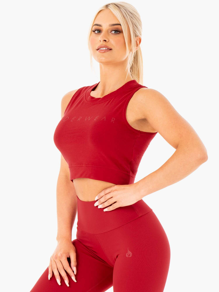 Tops Ryderwear Motion Crop Mujer Rojos | HGSJQ1874