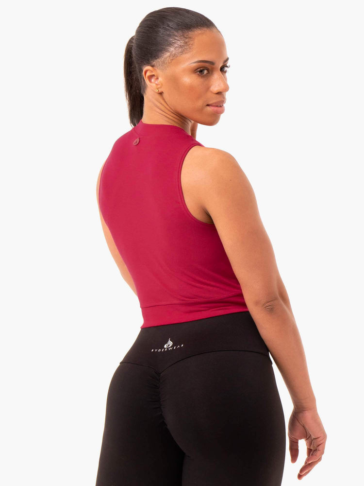 Tops Ryderwear Motion Crop Mujer Rojos | QWYTA8641