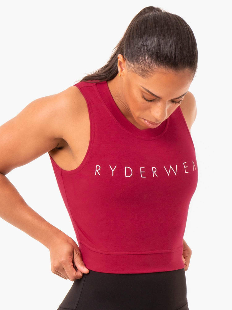 Tops Ryderwear Motion Crop Mujer Rojos | QWYTA8641