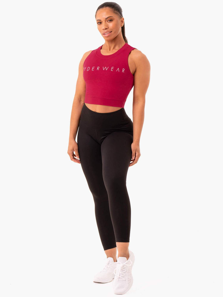 Tops Ryderwear Motion Crop Mujer Rojos | QWYTA8641