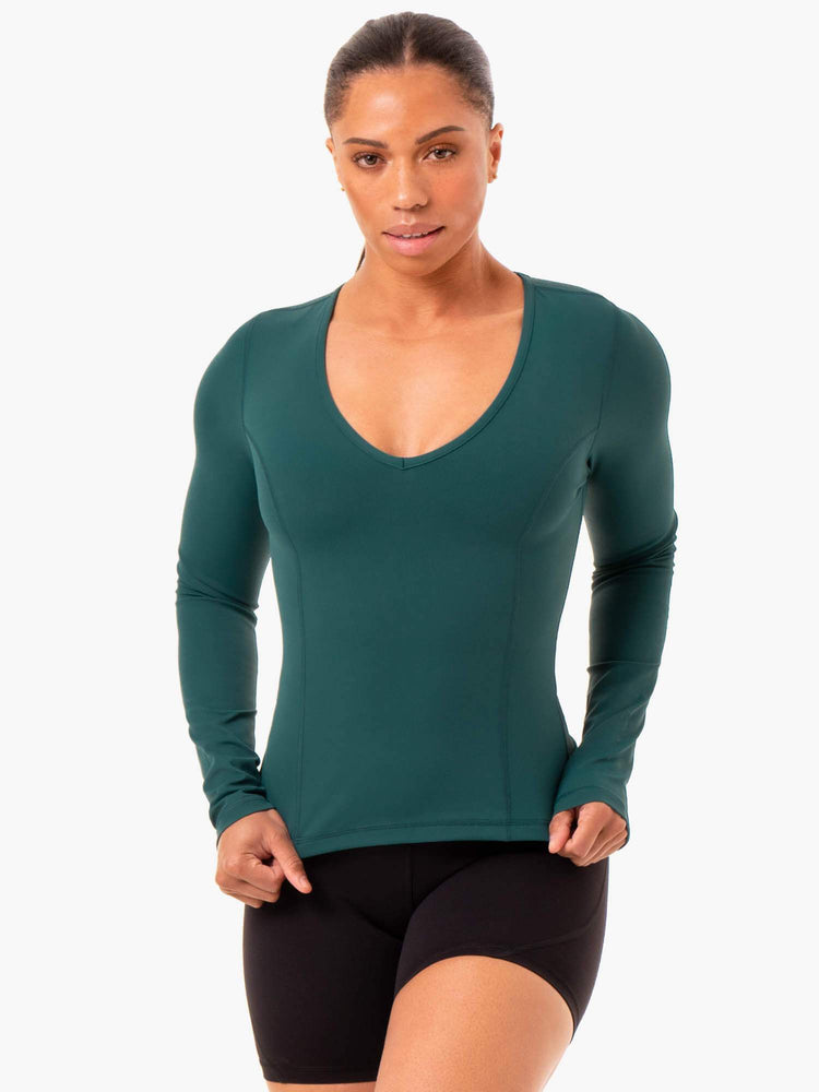 Tops Ryderwear Nkd Align Long Sleeve Entrenamiento Mujer Turquesa | FASMI5970