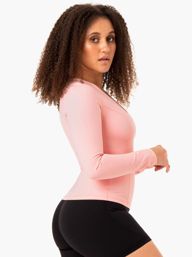 Tops Ryderwear Nkd Align Long Sleeve Entrenamiento Mujer Rosas | IYJZH2341