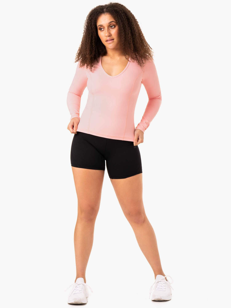 Tops Ryderwear Nkd Align Long Sleeve Entrenamiento Mujer Rosas | IYJZH2341