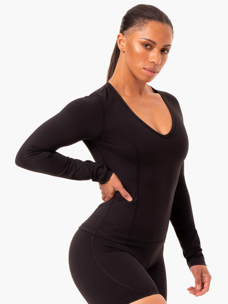 Tops Ryderwear Nkd Align Long Sleeve Entrenamiento Mujer Negros | VCLYO8713