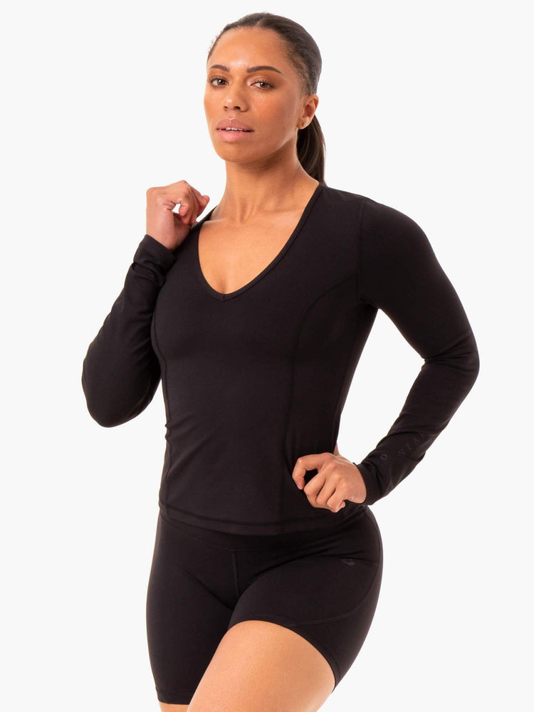 Tops Ryderwear Nkd Align Long Sleeve Entrenamiento Mujer Negros | VCLYO8713