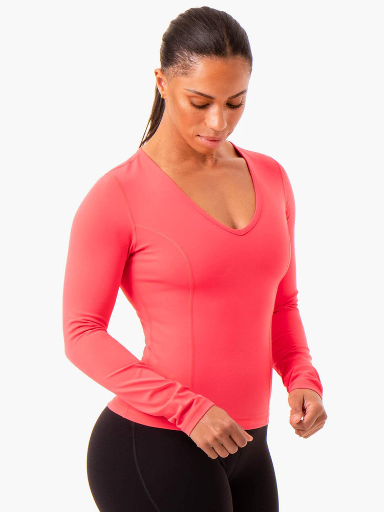 Tops Ryderwear Nkd Align Long Sleeve Entrenamiento Mujer Rojos | XSZUH1304