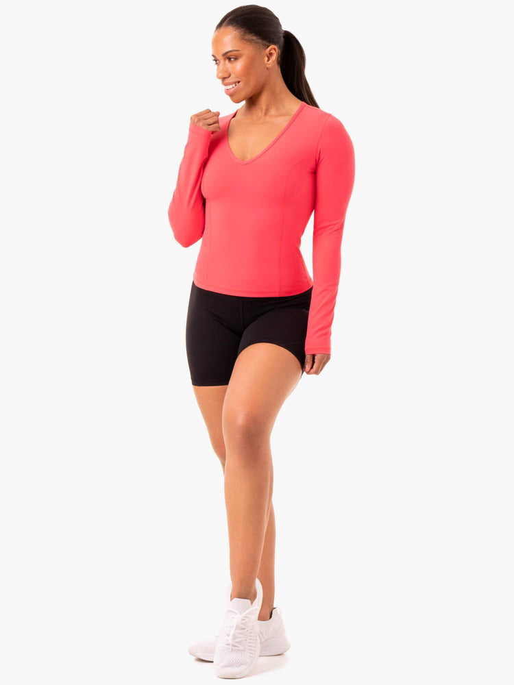 Tops Ryderwear Nkd Align Long Sleeve Entrenamiento Mujer Rojos | XSZUH1304