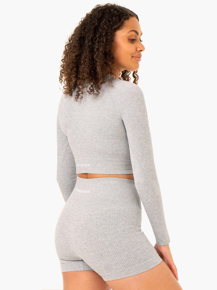 Tops Ryderwear Rib Seamless Long Sleeve Mujer Grises Claro | LMCIS2875