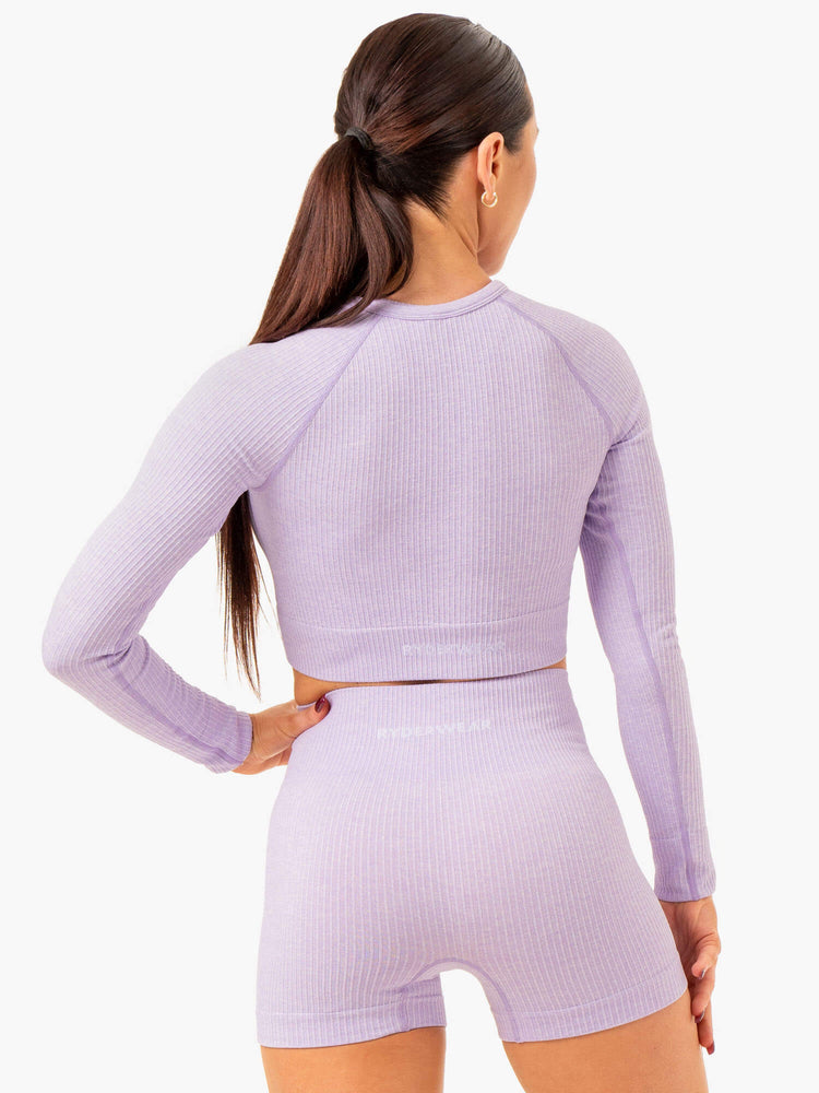 Tops Ryderwear Rib Seamless Long Sleeve Mujer Lavanda | MNXSF2390