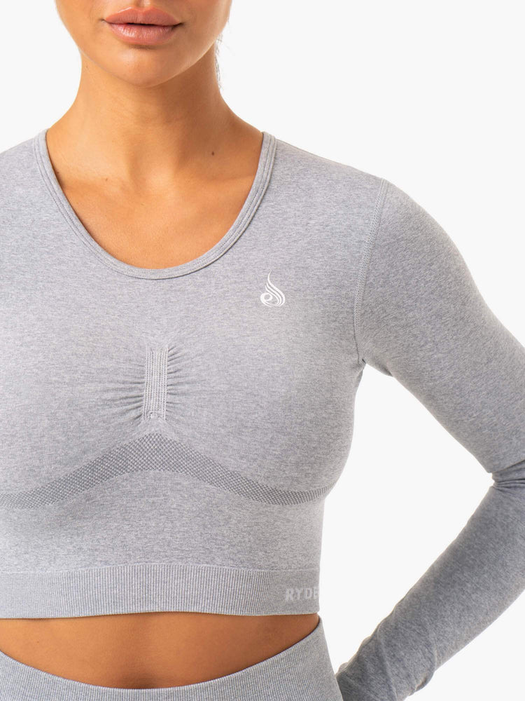 Tops Ryderwear Sculpt Seamless Long Sleeve Mujer Grises | DXYWA5213