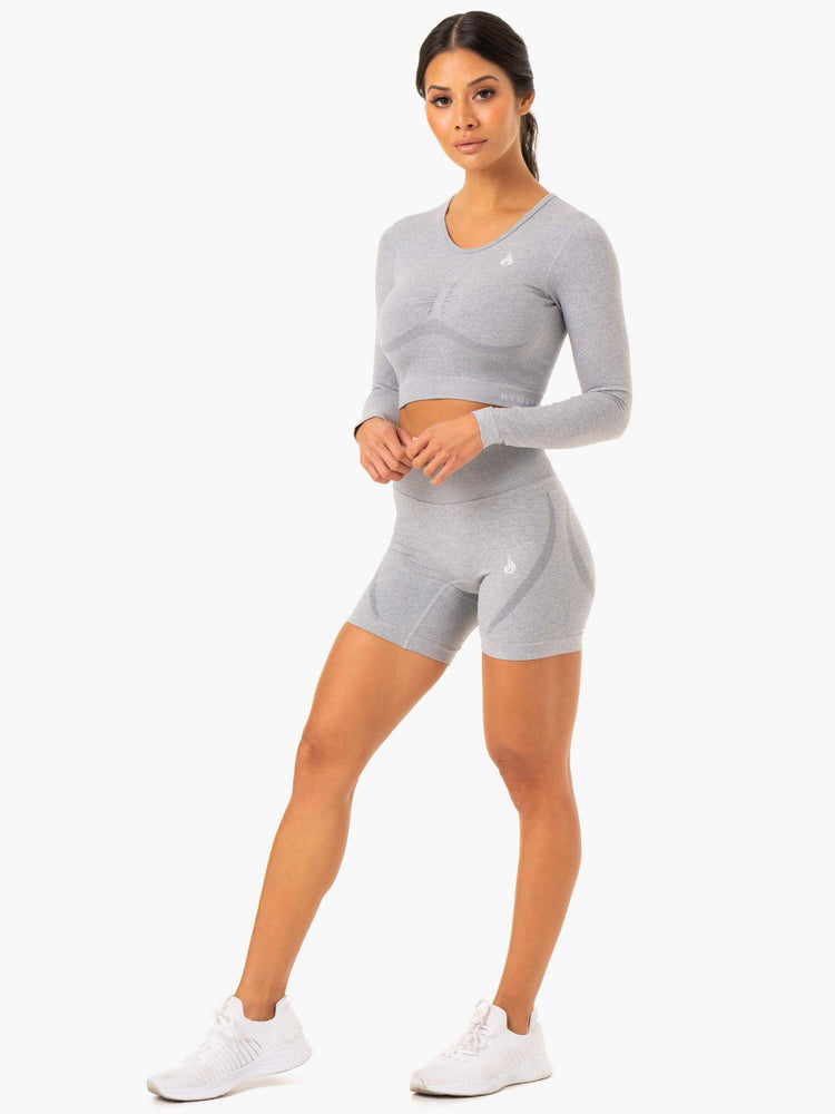Tops Ryderwear Sculpt Seamless Long Sleeve Mujer Grises | DXYWA5213