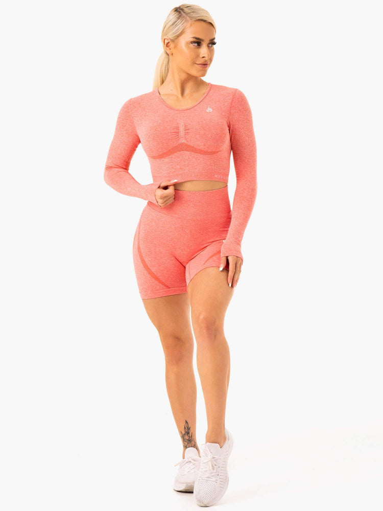 Tops Ryderwear Sculpt Seamless Long Sleeve Mujer Coral | JXCLF8943