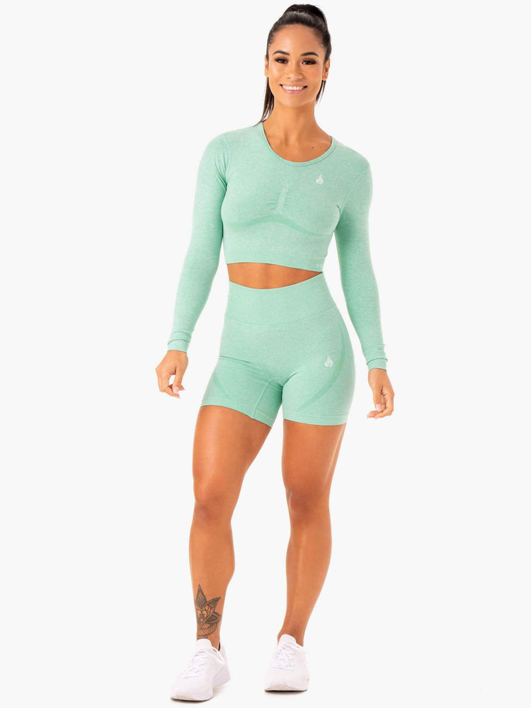 Tops Ryderwear Sculpt Seamless Long Sleeve Mujer Verde Menta | NPFVB1567