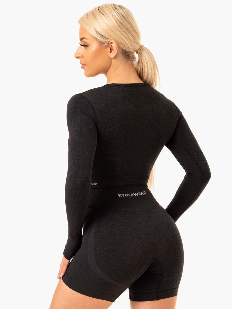 Tops Ryderwear Sculpt Seamless Long Sleeve Mujer Negros | QCNZX4670