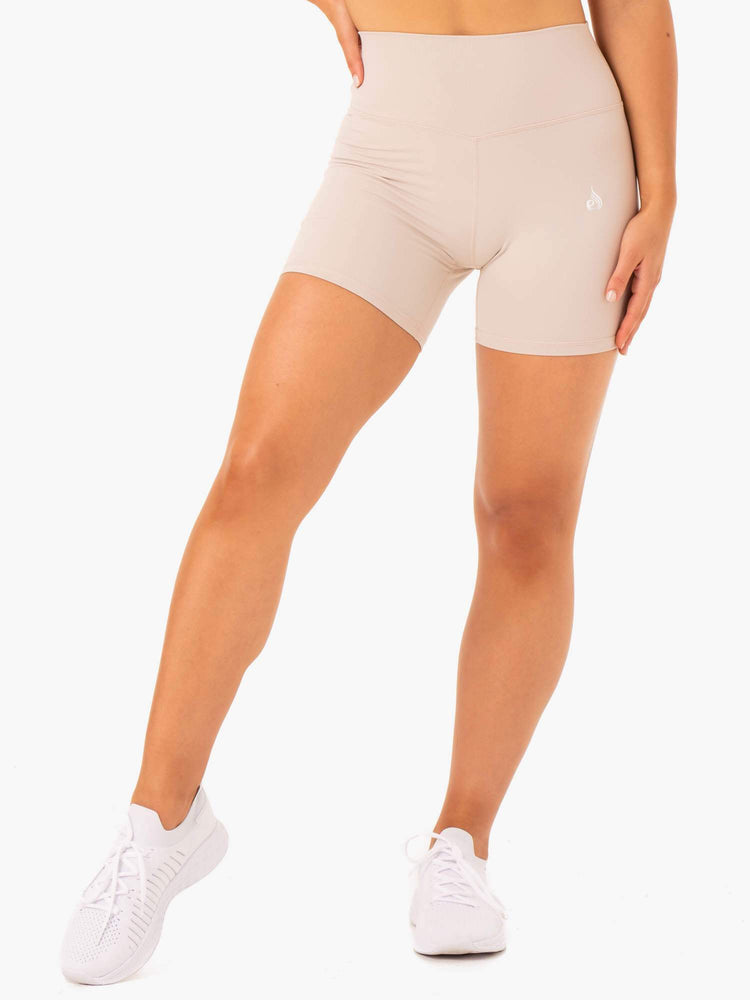 Bermudas Ryderwear Base High Waisted Mujer Marrom Claro | QATRU9264