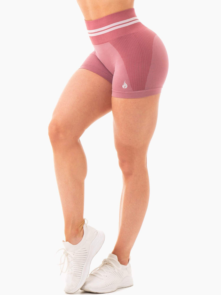 Bermudas Ryderwear Freestyle Seamless High Waisted Mujer Rosas | ZMSAU5378